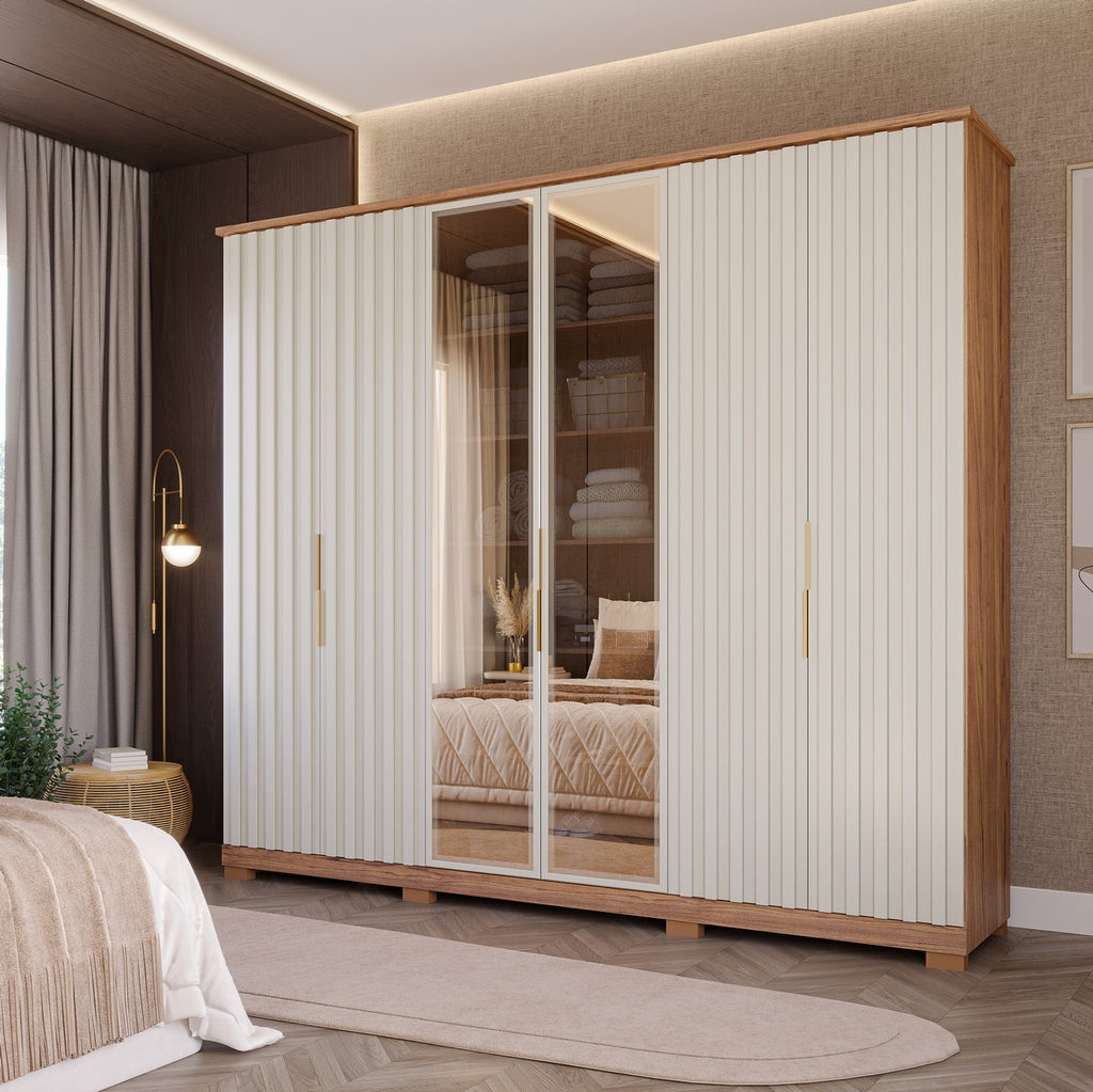 Guarda-Roupa 6 Portas Reflecta La Belle 2,67 m Cinamono/Off White – PANAN MÓVEIS - Móveis furniture