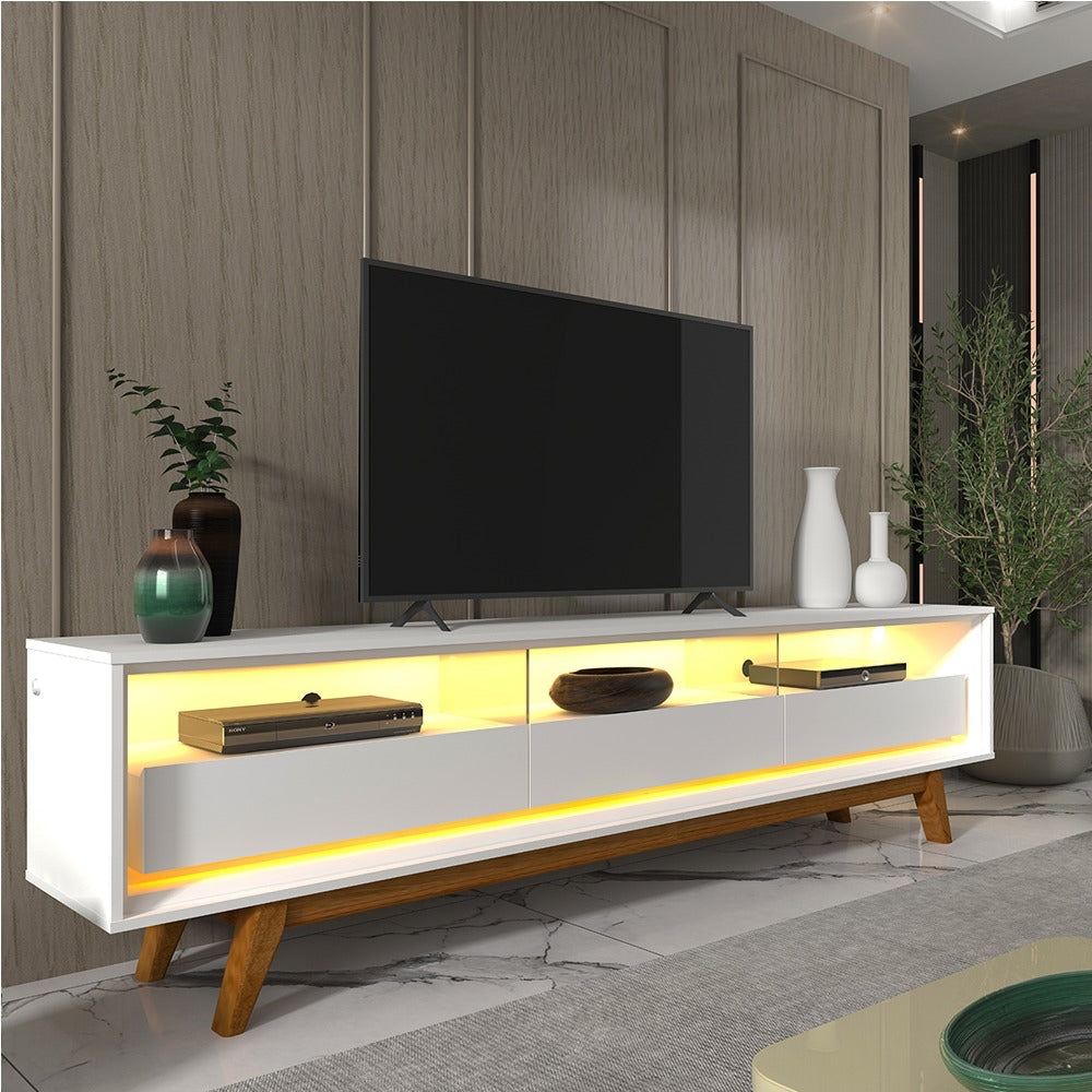 Rack Requinte 212 3G com LED Branco Gelius - Móveis furniture