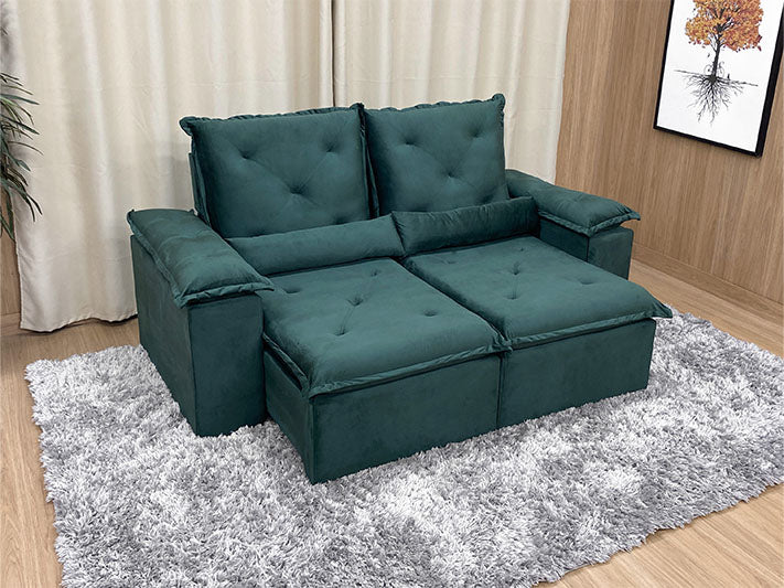 Sofá Retrátil Reclinável 2,00 m Verde - Móveis furniture