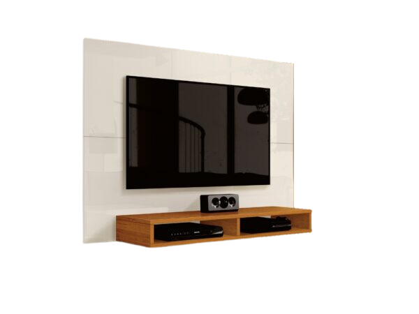 Painel até 43″ Fox New Off White/Cedro – EDN MÓVEIS - Móveis furniture