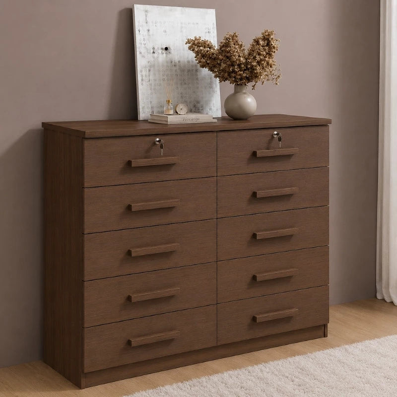 Cômoda Ryad Com 10 Gavetas Castanho - D Doro