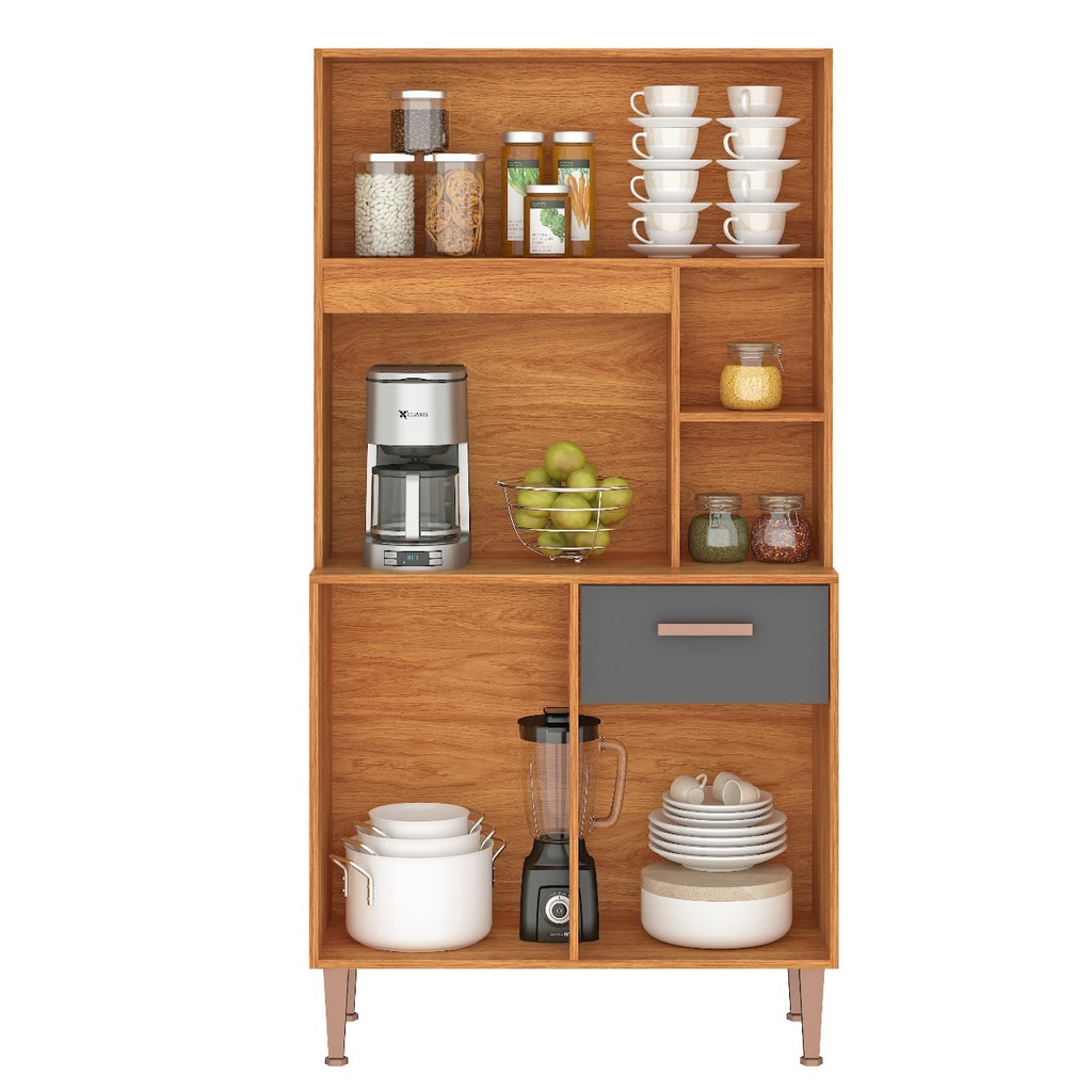 Kit Cozinha Dália C211 0,90 m Cinamono/Grafite – FELLICCI