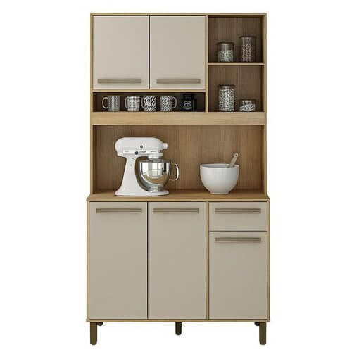 Armário de Cozinha Ametista 5 Portas 1 Gaveta 3 Nichos - Móveis furniture