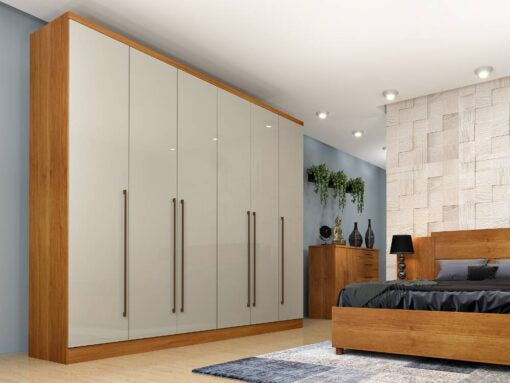 Guarda-Roupa Sevilha 6 Portas 8 Gavetas Tcil – Cinamomo/Off White