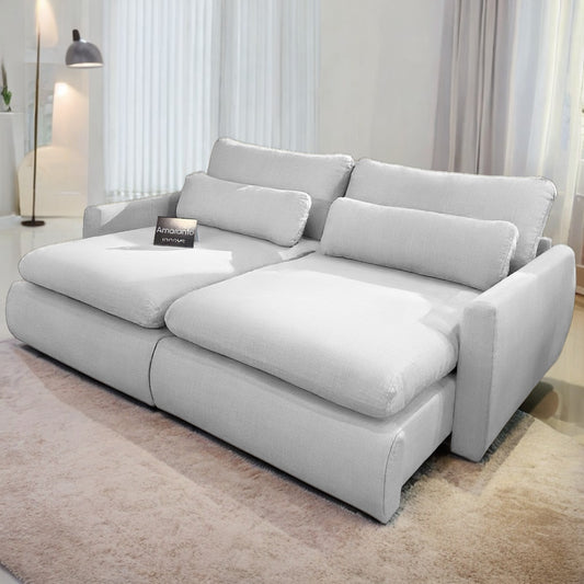 Sofá Cama Retrátil Amaranto 2,30 m Linho Gelo 07 – INNOVE ESTOFADOS