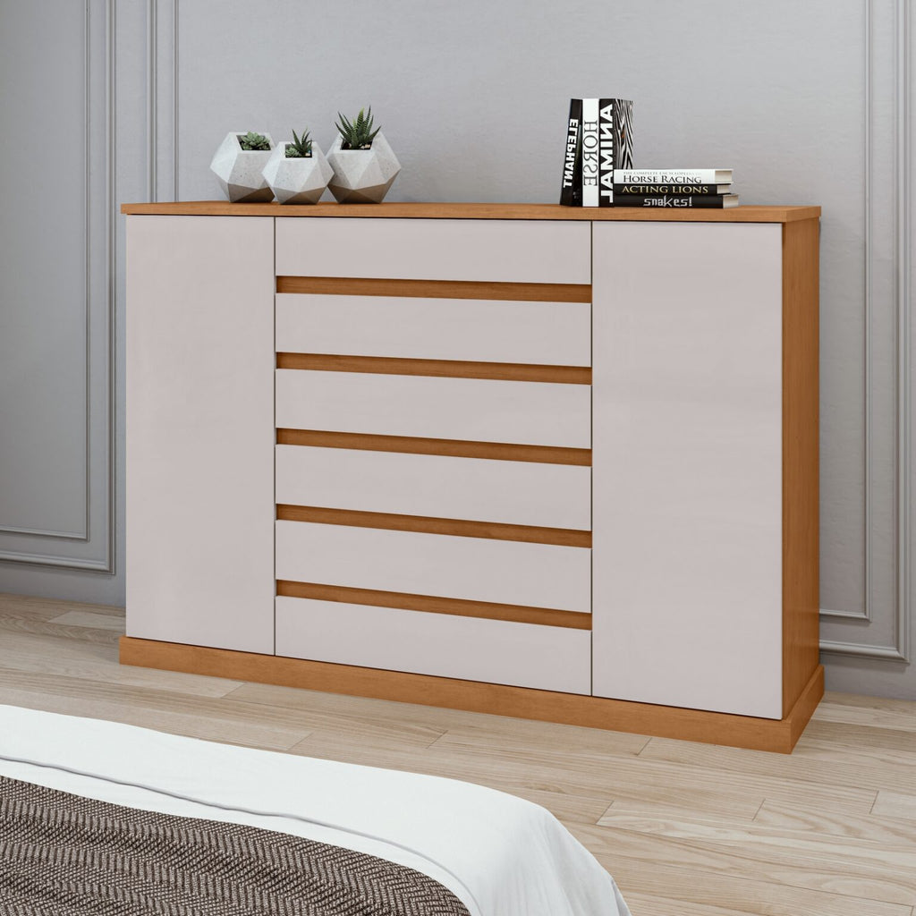 Cômoda 7 Gavetas Vedra Amêndoa Clean/Off White – LOPAS