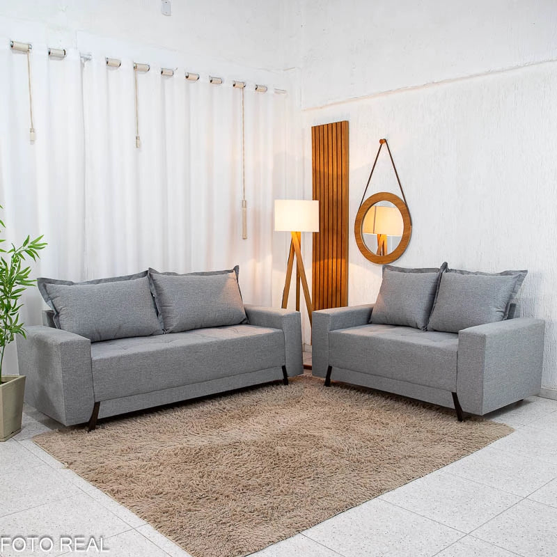 Sofá 3 e 2 lugares 8100 Linho Cinza