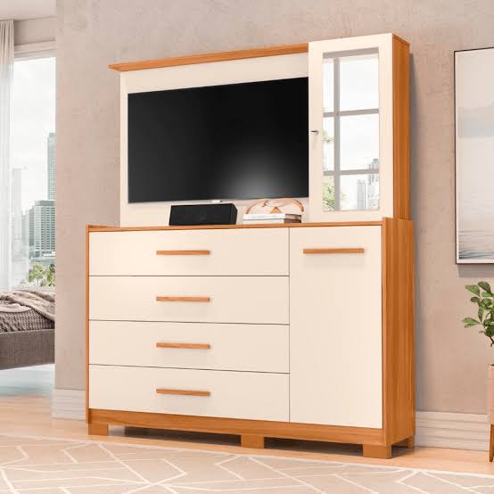 Cômoda Albatroz Ilhabela com Espelho 4 Gavetas 2 Portas - Móveis furniture