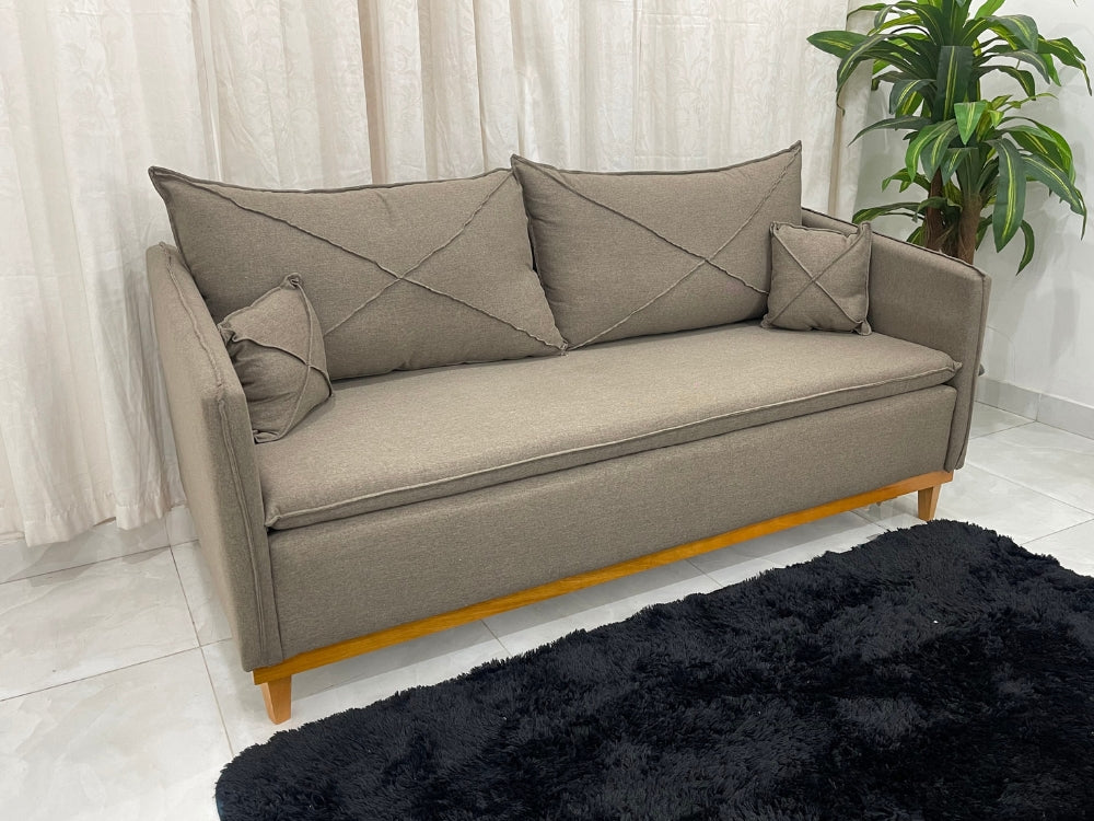 Sofá 2 lugares Lisboa Living 1.80m – Marrom Linho - Móveis furniture