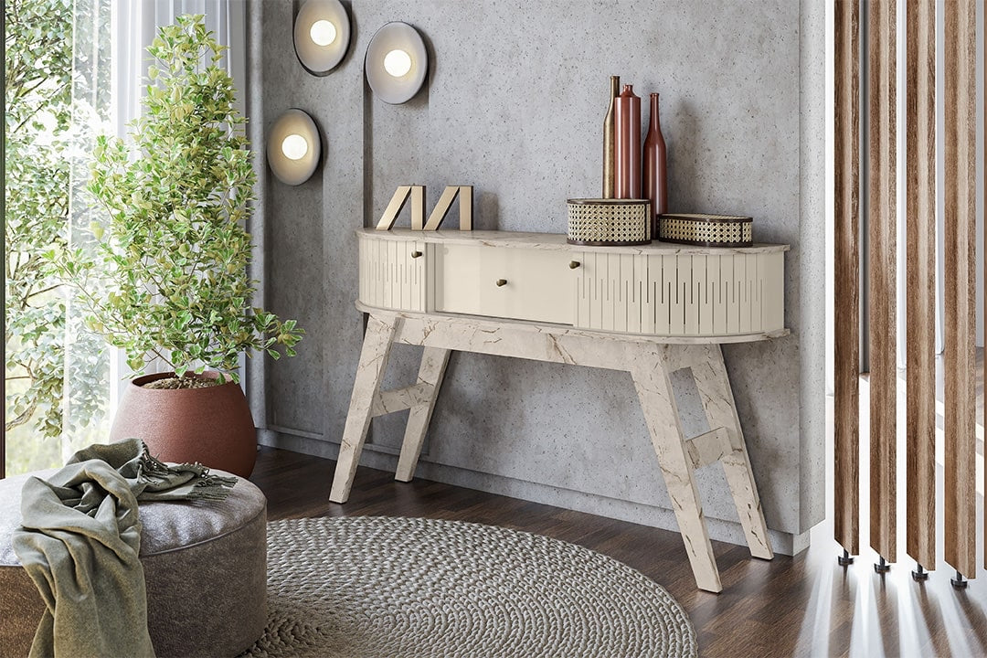 Aparador Estoril Calacata/Off White - Móveis furniture