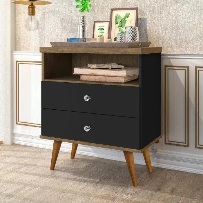 Mesa de Cabeceira Status 2G1N Preto.Jequitiba J A Moveis