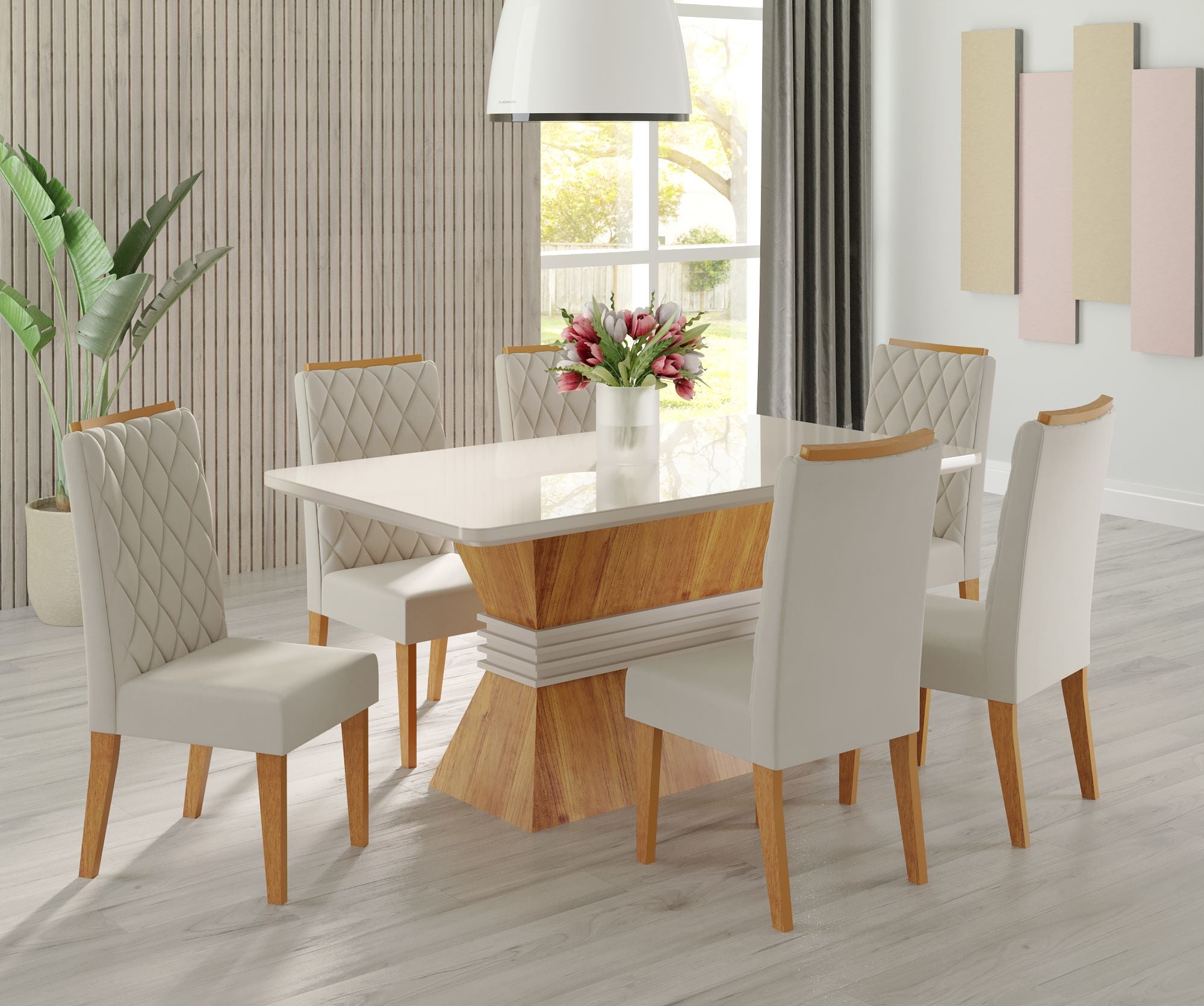 Sala Deli 160 6C Iza Mel Blonde.Off White Vel Marfim Viero - Móveis furniture