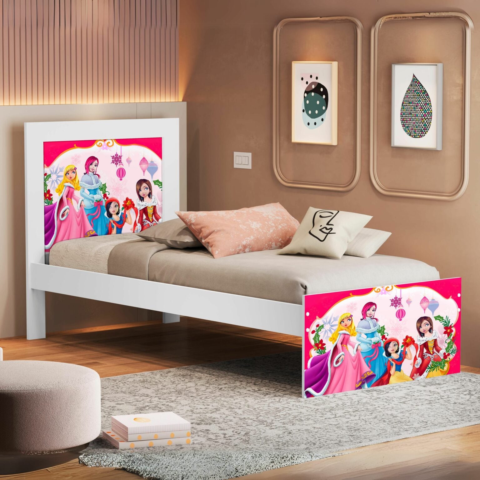 Cama Solteiro Marina Princesas 401354 – VJ MÓVEIS - Móveis furniture