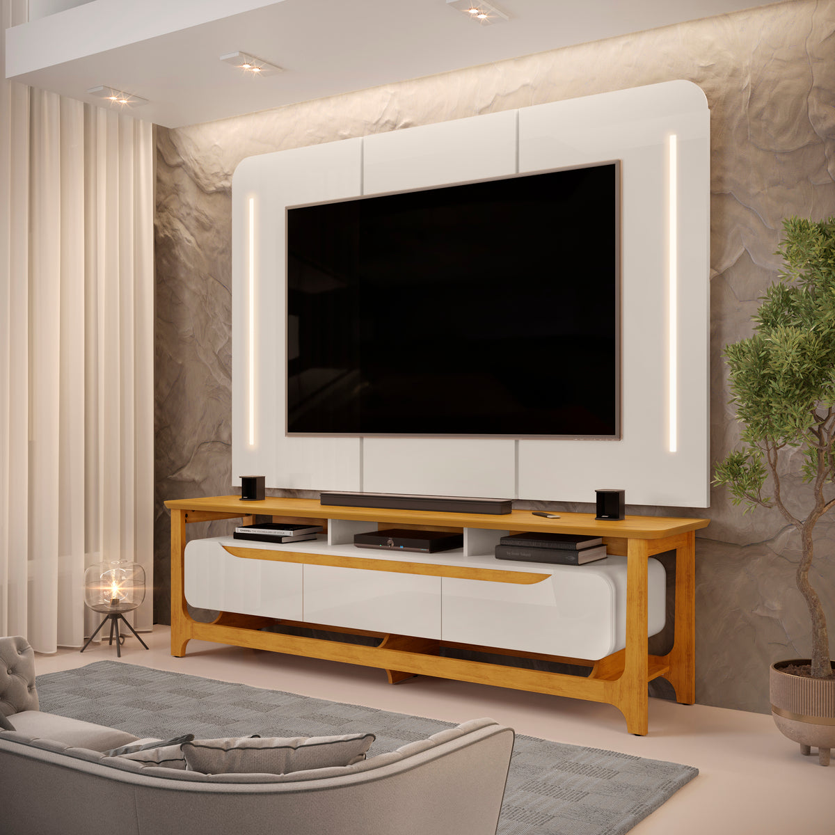 Bancada com Painel Salvatore Bali.Cedro DJ - Móveis furniture