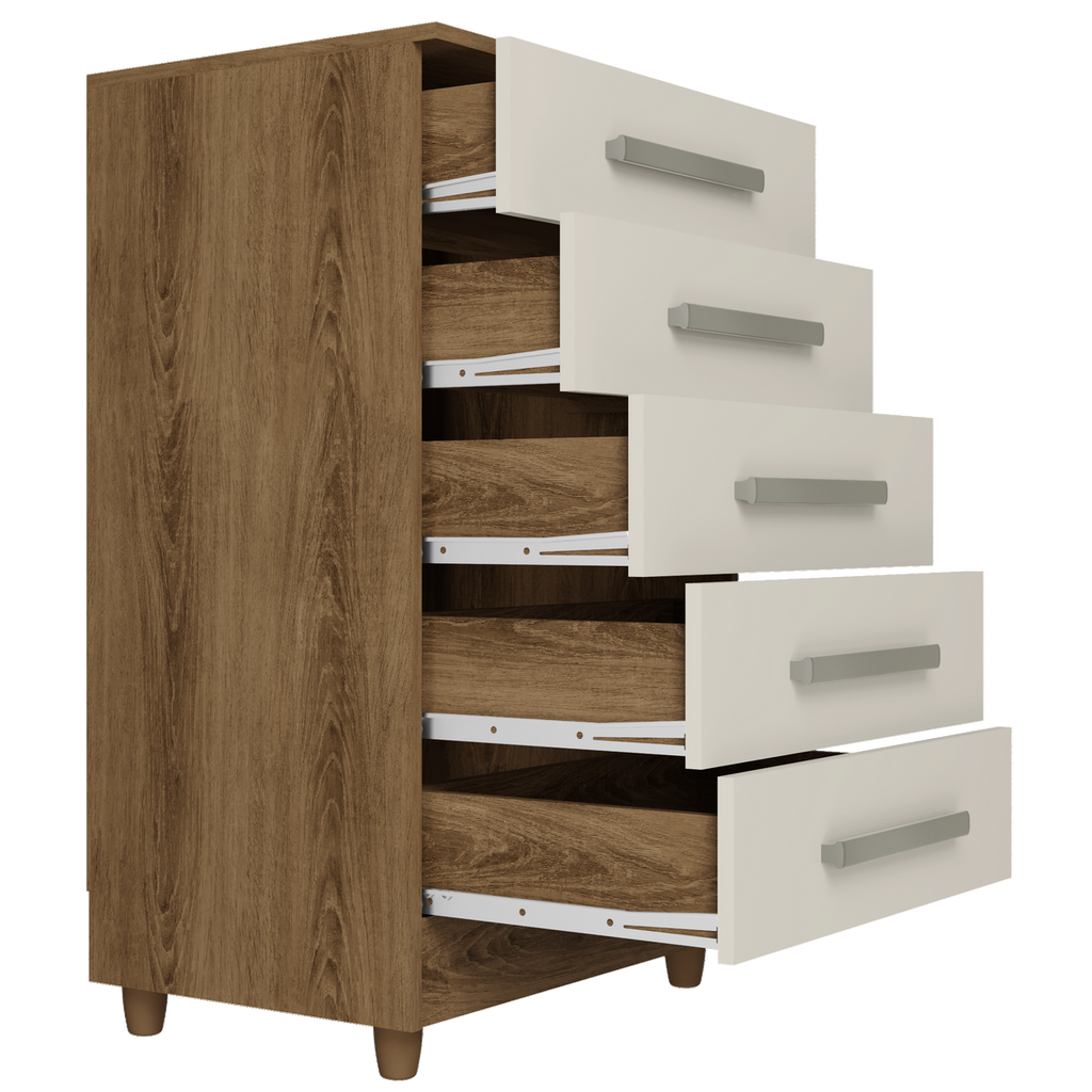 Cômoda 5 Gavetas Paola Mel/Off White – RUD RACK - Móveis furniture