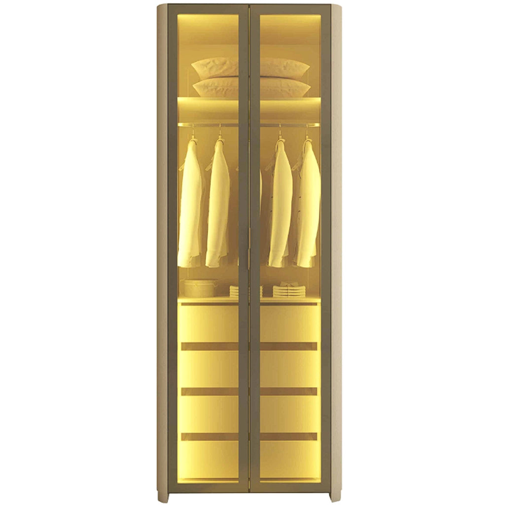 Guarda Roupa Innova Solteiro 2 Portas Reflecta 4 Gavetas com Led Gelius