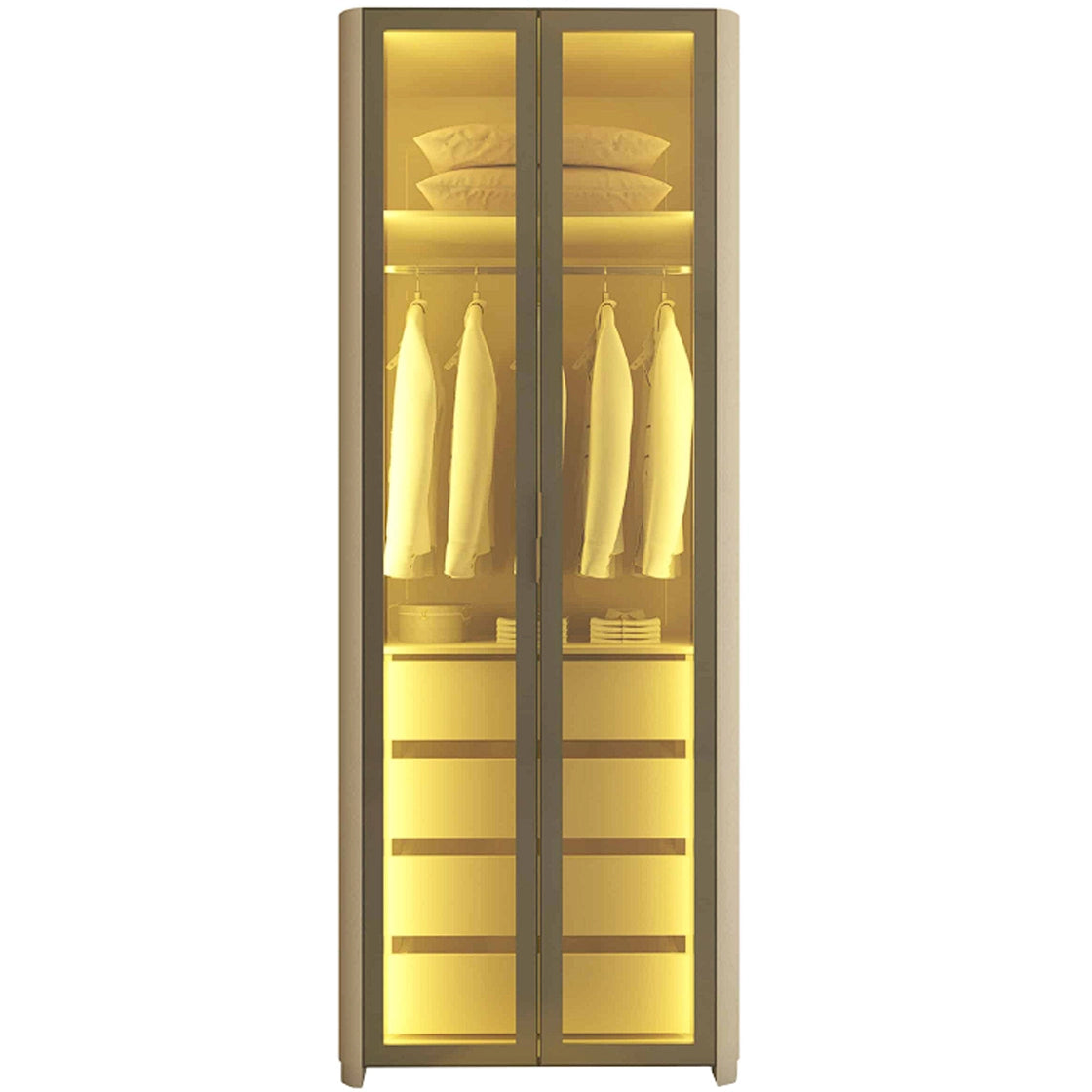 Guarda Roupa Innova Solteiro 2 Portas Reflecta 4 Gavetas com Led Gelius