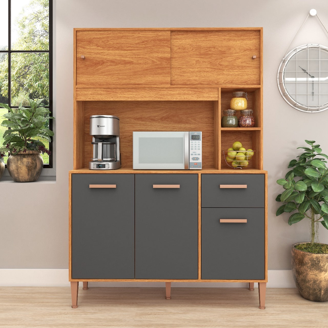 Kit Cozinha Pérola C212 1,20 m Cinamono/Grafite – FELLICCI