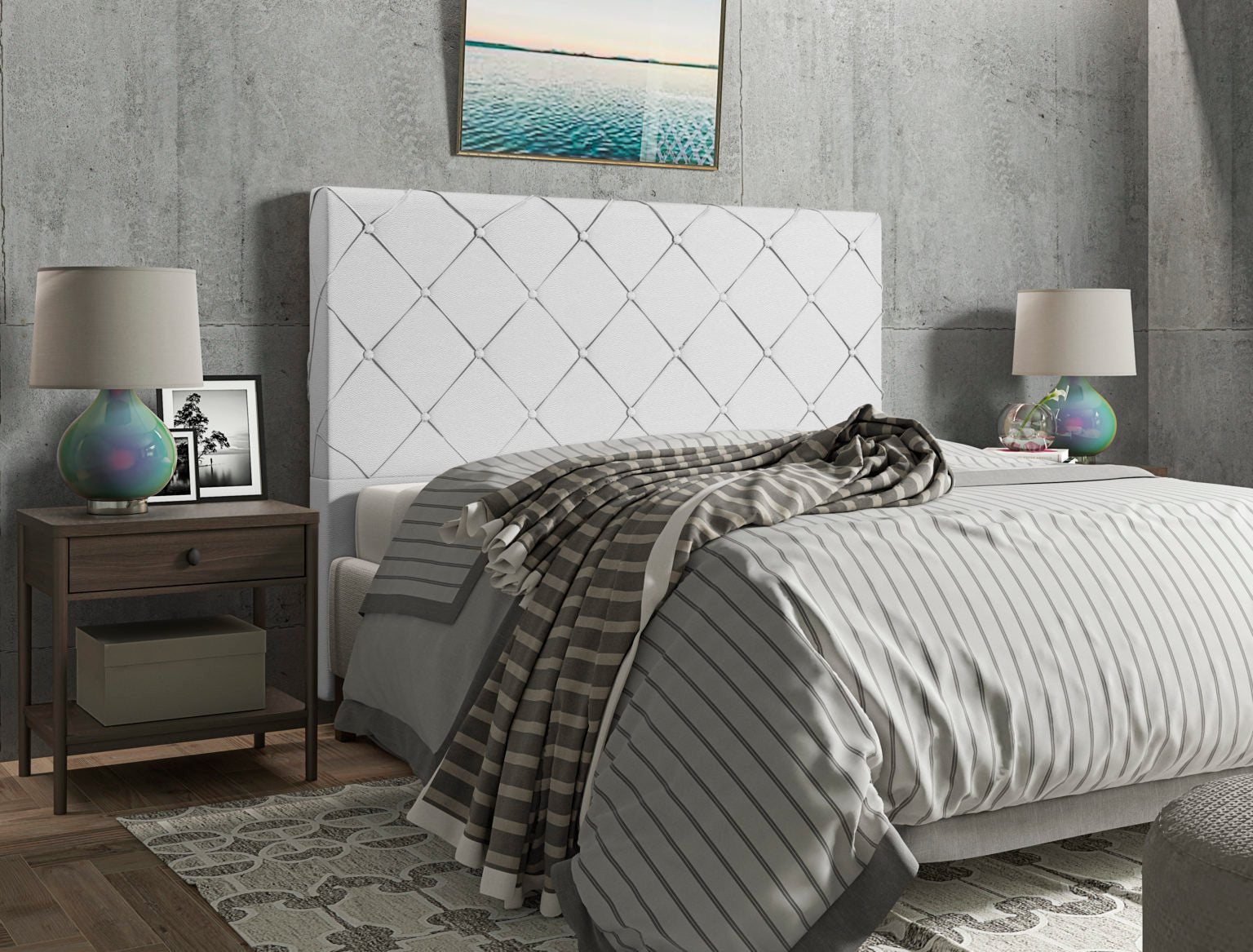 Cabeceira Casal Milão Corino Branco – ITALIANFLEX - Móveis furniture