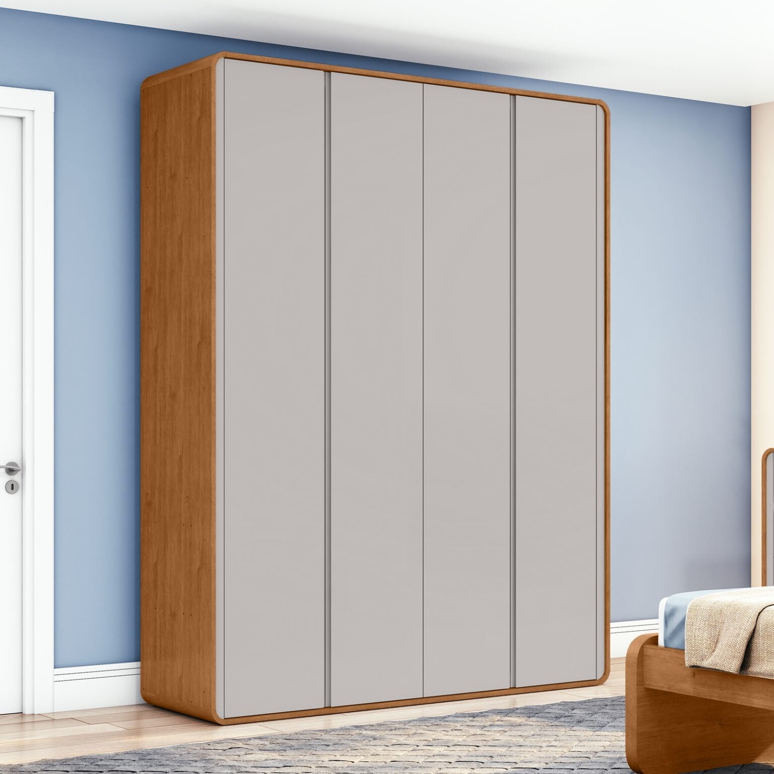 Guarda-Roupa 4 Portas Loop 1,84 m Amêndoa Clean/Off White – LOPAS