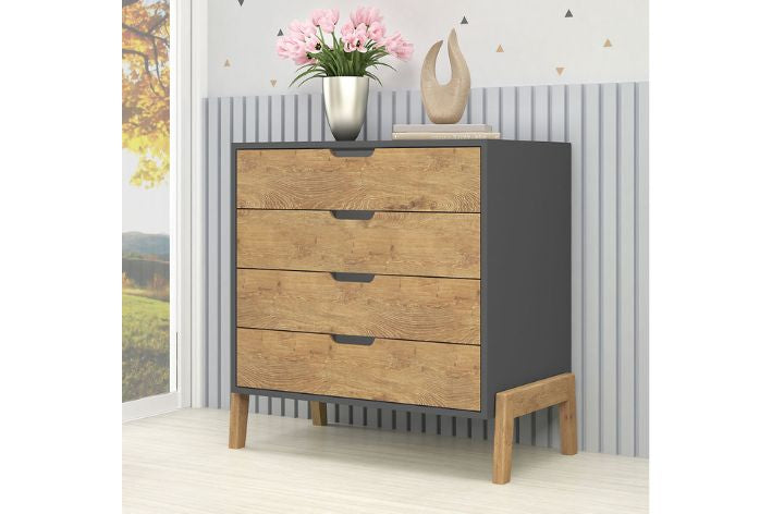 COMODA WOOD 1600 4 GAV GRAFITE – FELLICCI - Móveis furniture