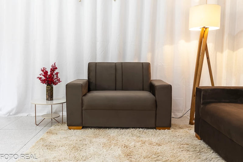 Sofá 3 e 2 lugares Maceió Veludo Marrom - Móveis furniture