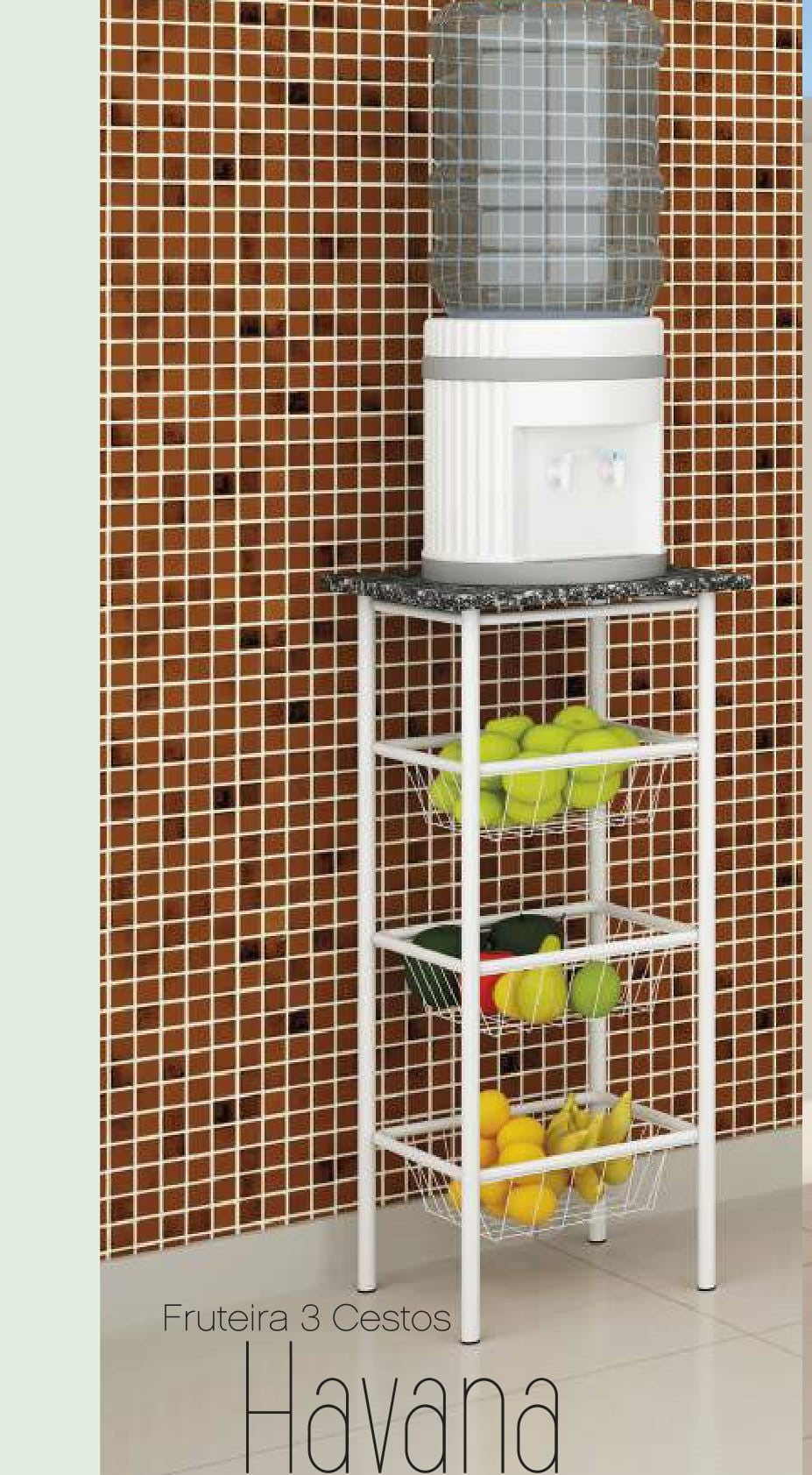 .Fruteira Tubular Havana Branco Teixeira - Móveis furniture