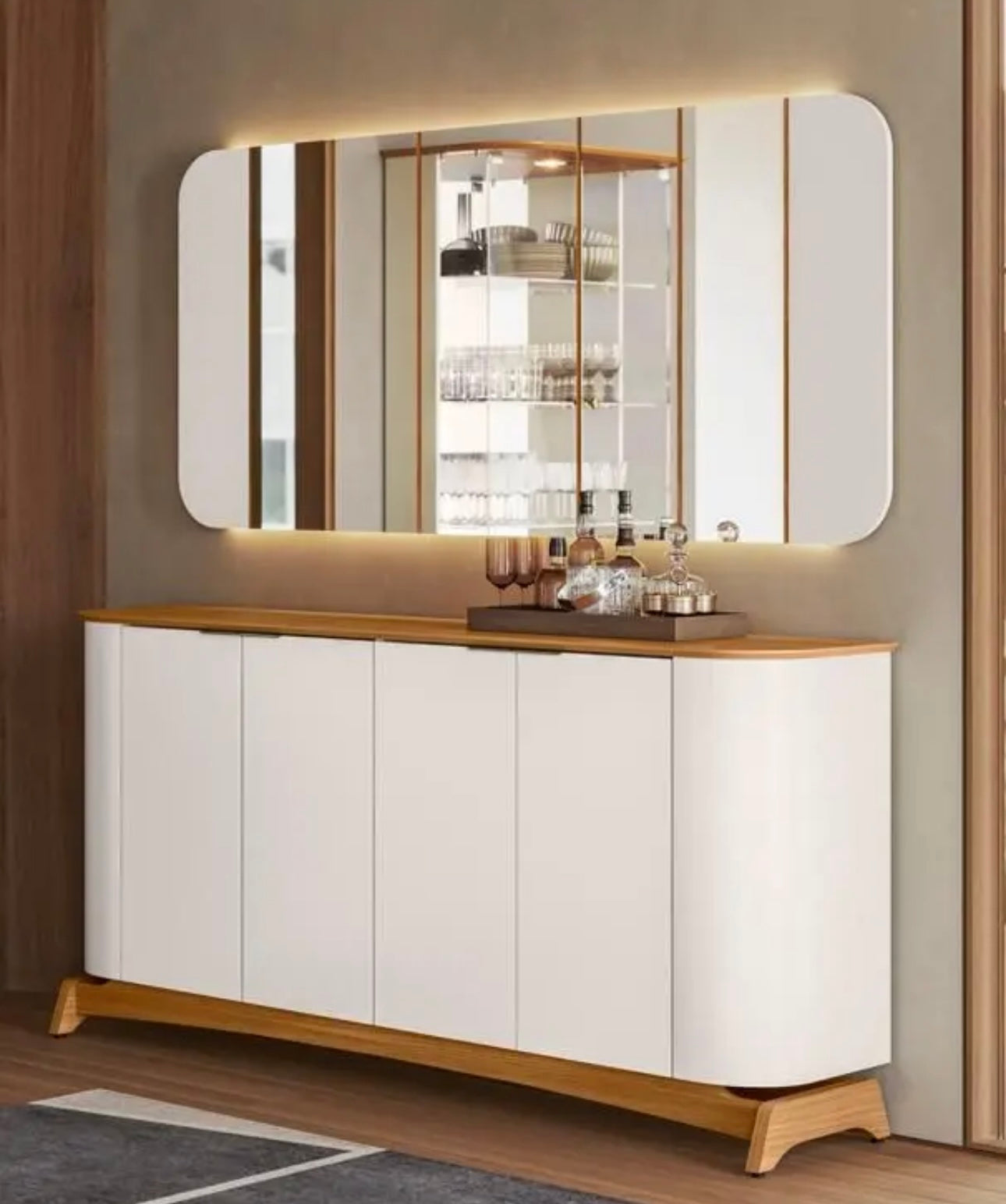 Buffet Serena com 4 Portas e Pés de Madeira Maciça New Ceval