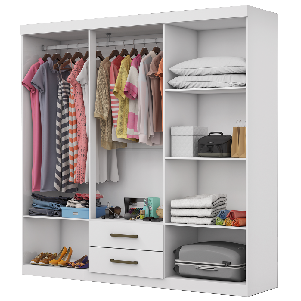 Guarda-Roupa 6 Portas(Com Espelho/Sem Pés)Áries Branco – CARIOCA MÓVEIS