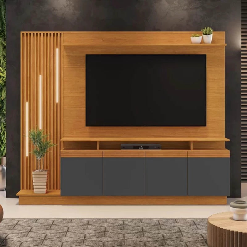 Home Ripado com LED Absoluto TV até 65 Polegadas Cinamomo/Grafite JCM - Móveis furniture