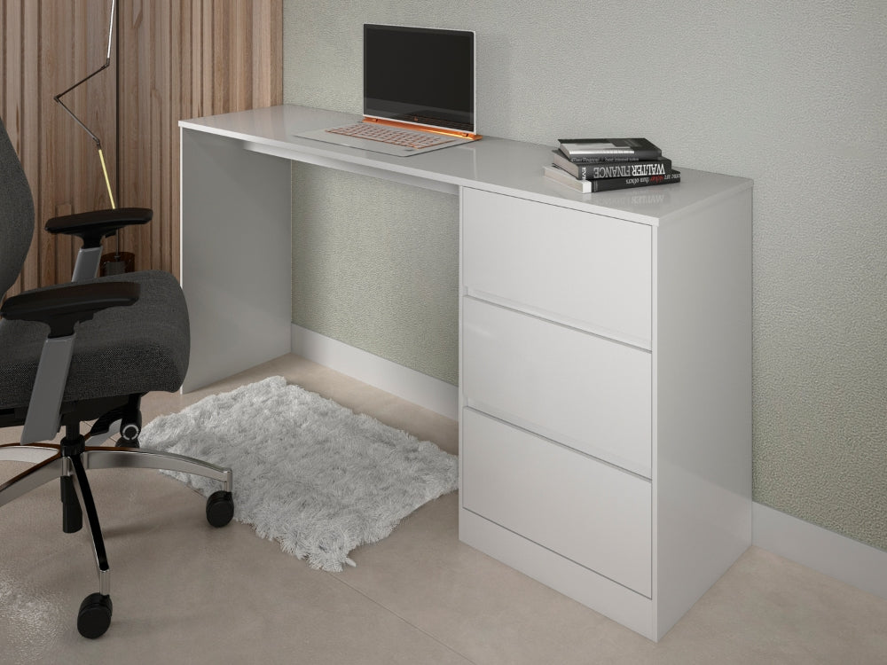 Escrivaninha Júlia 3 Gavetas – Branca - Móveis furniture