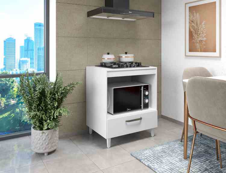 Balcao CookTop Jade 4 Bocas 1N1G Branco Moveis Parana
