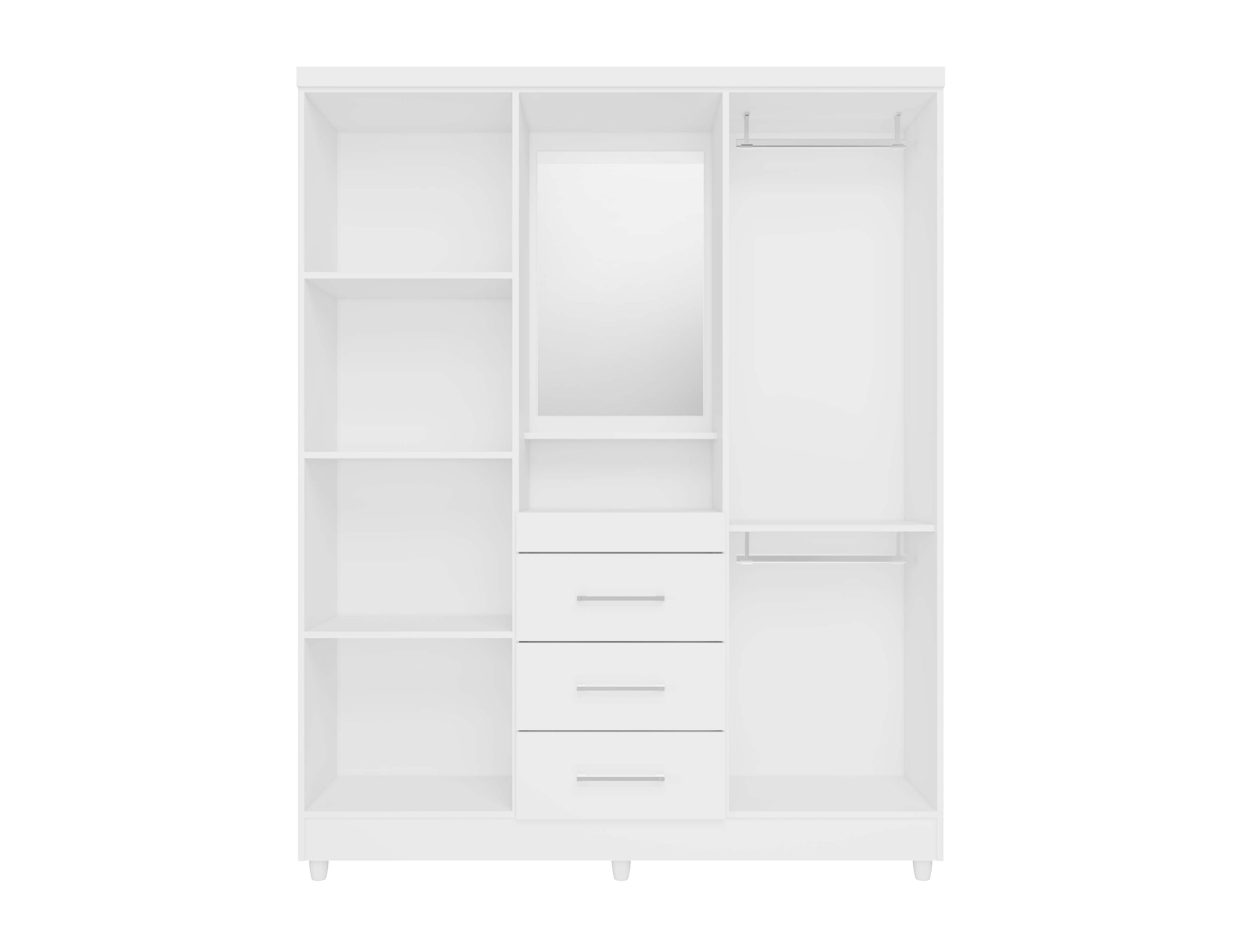 Roupeiro Capelinha Lyon c/Espelho 4 portas Branco