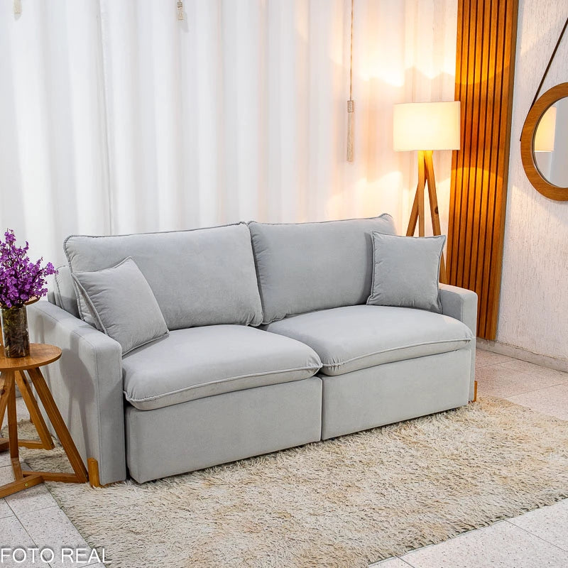 Sofá Retrátil Luma 2.00m Veludo Premium Cinza 36 - Sem Caixa
