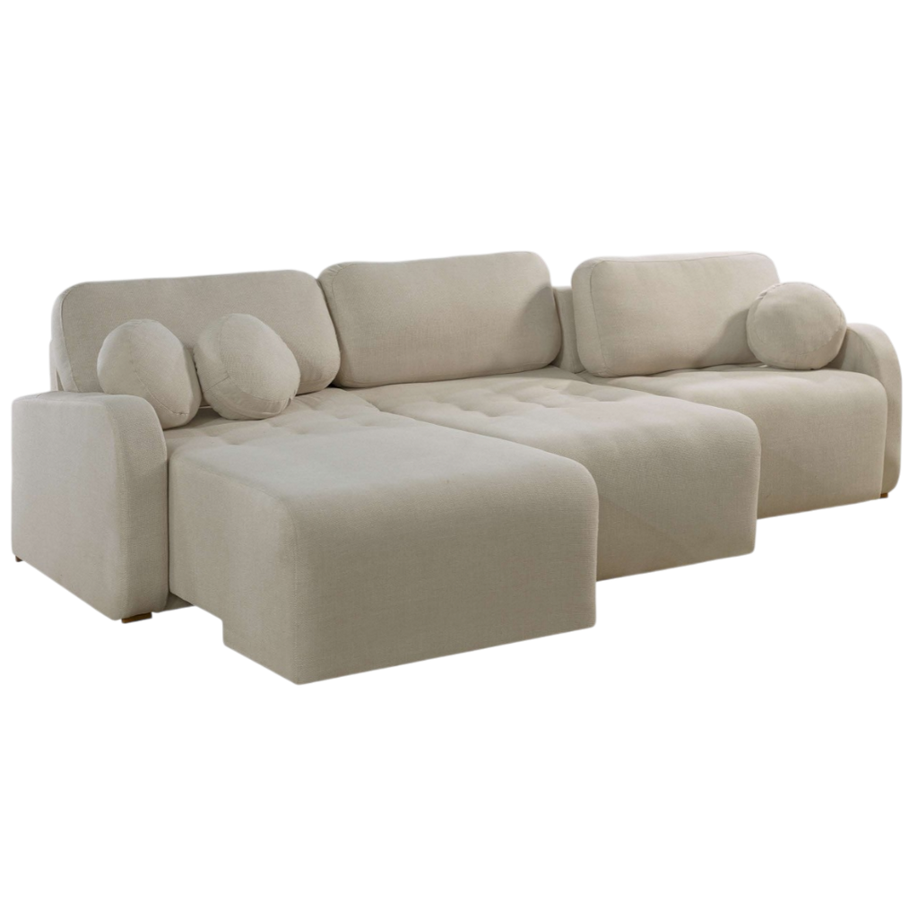 Sofá Cama Retrátil Bellagio 3,00 m Linho Bege 18 – CONFORT LAR ESTOFADOS