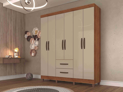 Roupeiro Estrela 6P2G c Pes Cinamomo.Off White - Móveis furniture