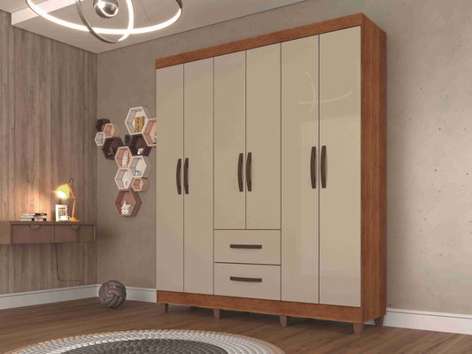 Roupeiro Estrela 6P2G c Pes Cinamomo.Off White - Móveis furniture
