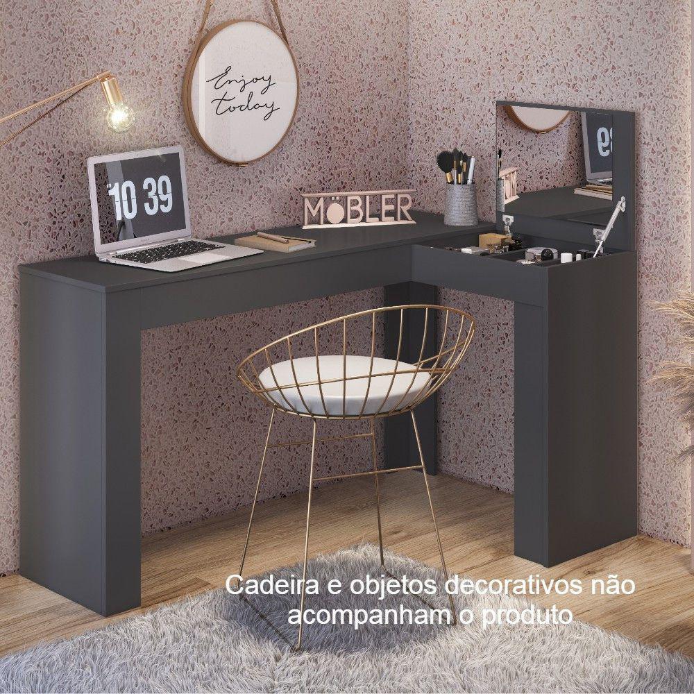 Escrivaninha Penteadeira Jade Preto Fosco Mobler