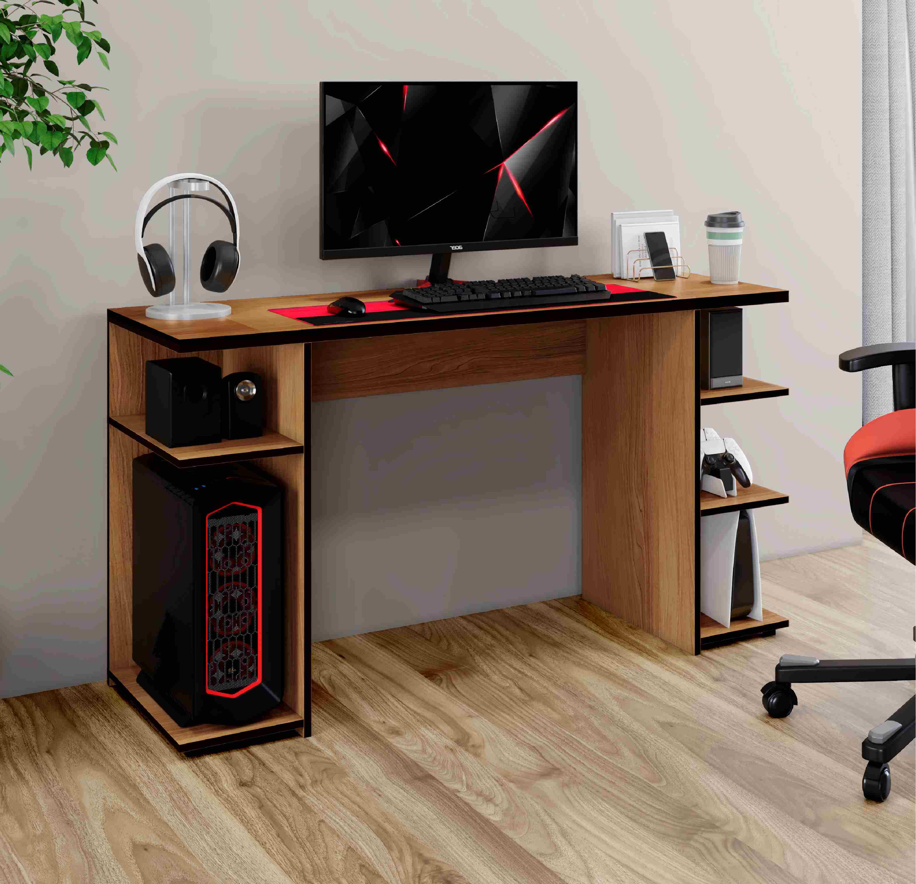 Escrivaninha Gamer Cinamomo.Preto Arte Moveis