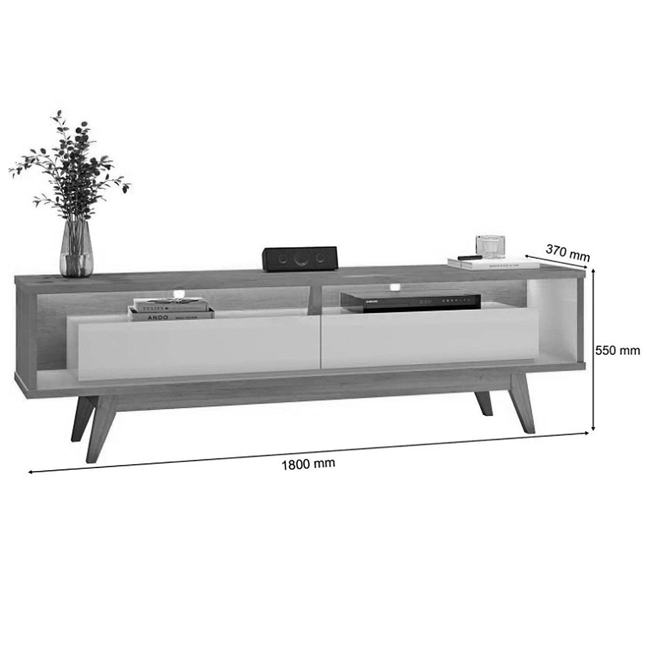 Rack Roma 180cm para Tv Até 65 Polegadas com Led e 2 Gavetas Rv Móveis