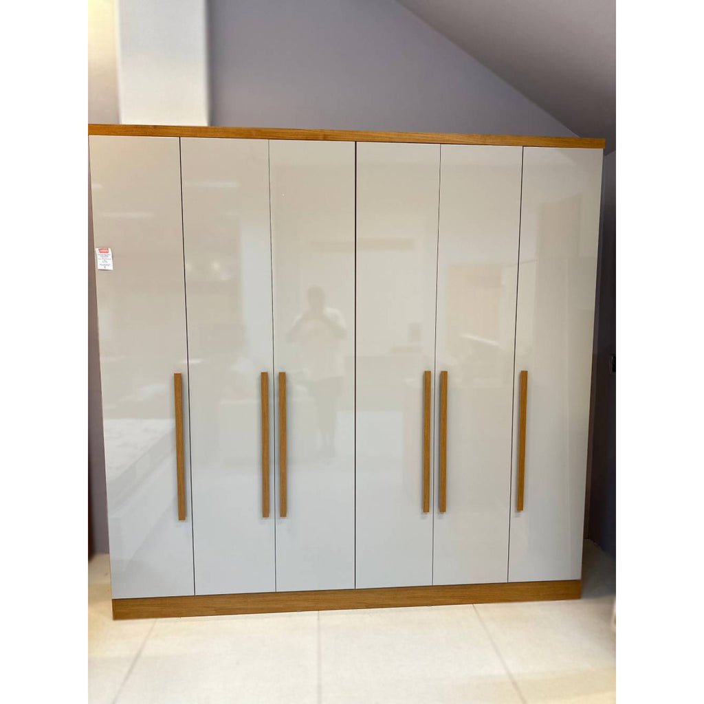 Roupeiro 6 Portas 4 Gavetas Veneza Larg. 2.39m Cinamomo/Off Tcil - Móveis furniture