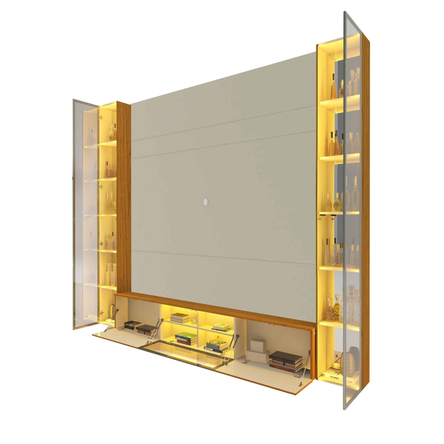 Home Suspenso até 85″ Luminare Reflecta com Duas Torres 230 Off White/Naturale – GELIUS