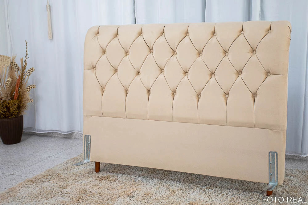 Cabeceira Casal Lavínia Sued Bege Largura 1.40m - Móveis furniture