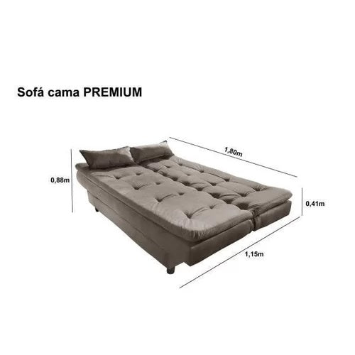 Sofá Cama Premium 1,80 m Cinza – LUXURY ESTOFADOS - Móveis furniture