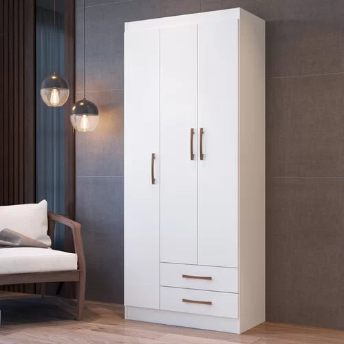 Guarda-Roupa Solteiro 3 Portas Treviso 103 Branco - Móveis furniture