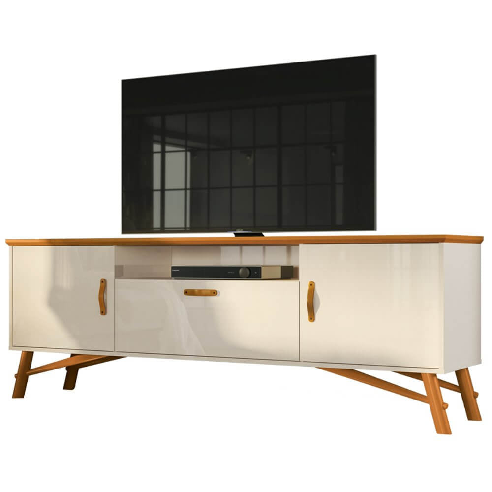 Rack Felix para TV até 75 Polegadas 3 Portas EDN Off White Cedro - Móveis furniture