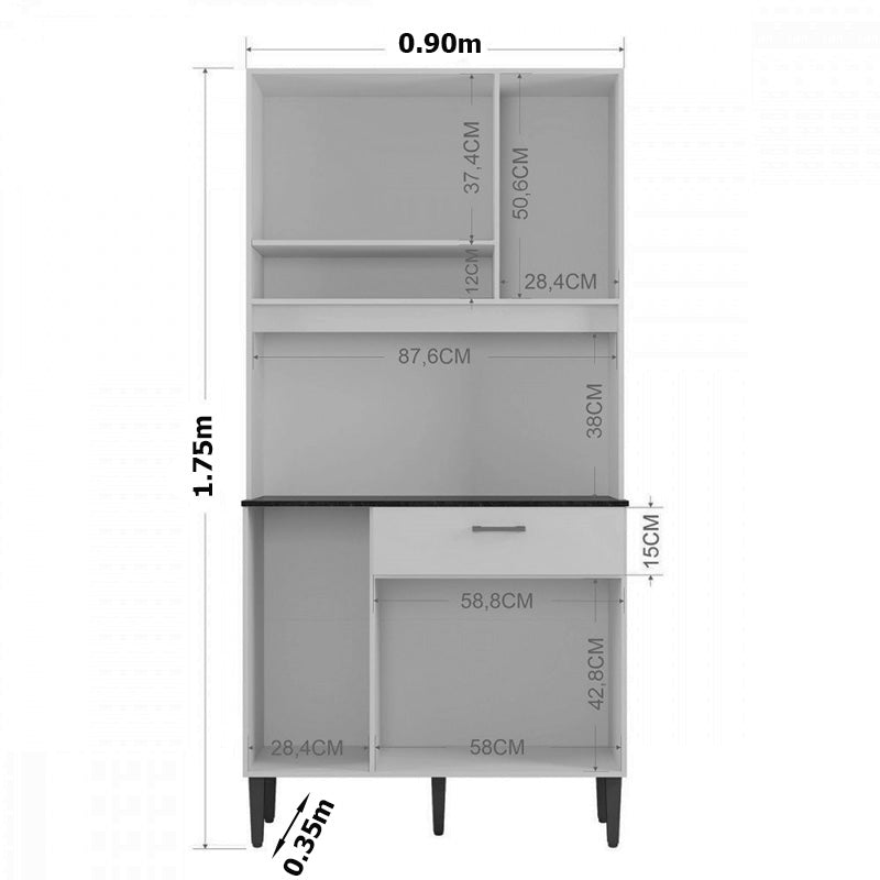 Kit Onix Largura 0.90m 6 Portas 1 Gaveta Branco Poquema - Móveis furniture
