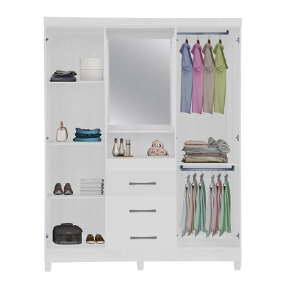 Roupeiro Capelinha Lyon c/Espelho 4 portas Branco - Móveis furniture