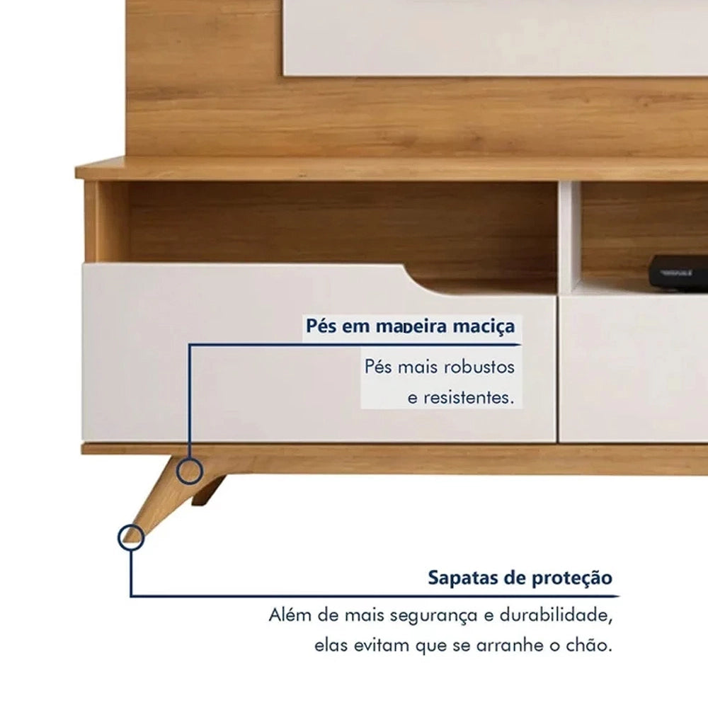 Rack com Painel Diplomata Sem Led para Tv Até 60 Polegadas 3 Portas Valdemoveis