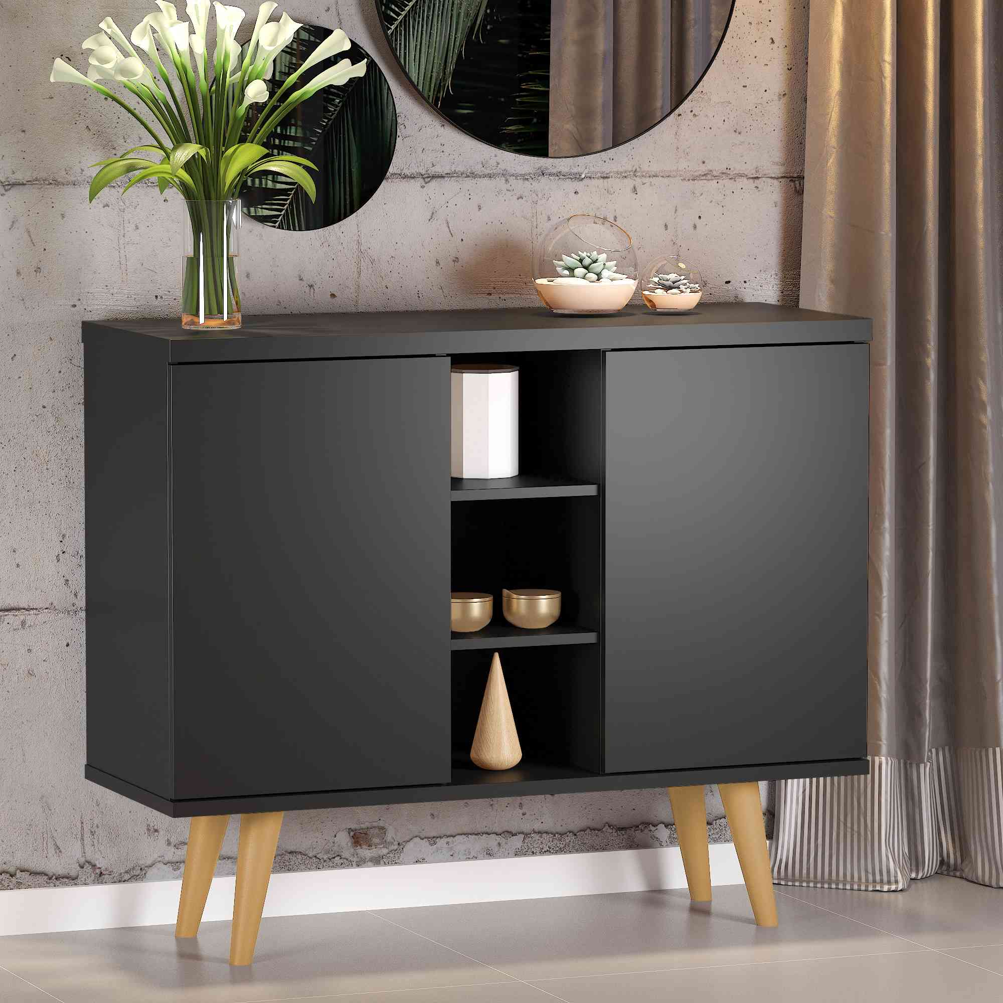 Buffet Infinito 2P Preto Viero - Móveis furniture